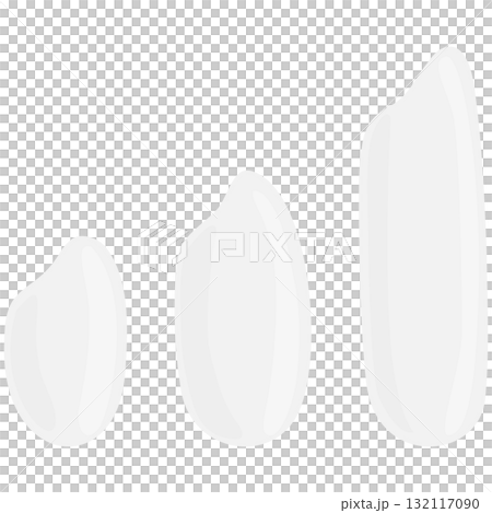 3つの米の種類(短粒種・中粒種・長粒種)のベクターイラスト 132117090