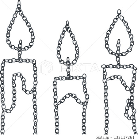 シルバーチェーンで描いたキャンドルのイラスト素材 シルバーチェーンで描いたキャンドルのイラスト素材 132117261