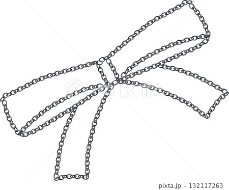 シルバーチェーンで描いたスマートリボンのイラスト素材 132117263