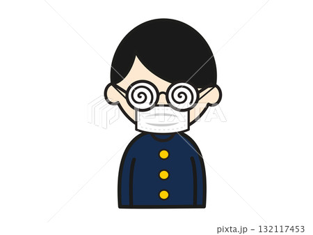 マスク姿の真面目な学生 132117453