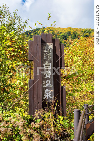 秋の白骨温泉 モニュメント看板《長野県 松本市》 秋の白骨温泉 モニュメント看板《長野県 松本市》 132117675
