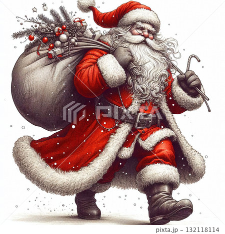 サンタクロースが贈り物を運ぶシーン 132118114