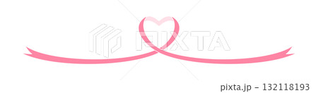 ハート型のリボン、デコレーション素材 132118193