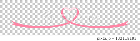 ハート型のリボン、デコレーション素材 132118193