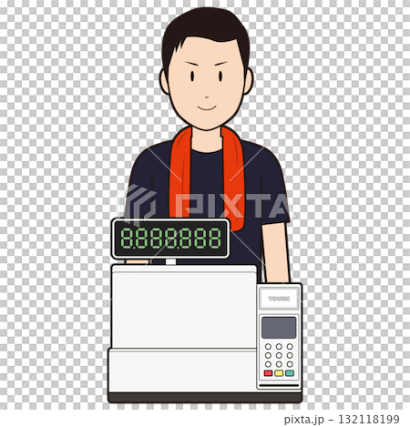 Register and male restaurant staff ① Register and male restaurant staff ① 132118199
