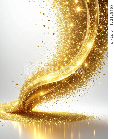 純白のシルクに高級感ある金色の粒子が煌めくエレガントな背景 純白のシルクに高級感ある金色の粒子が煌めくエレガントな背景 132118465