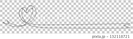 ハート型のリボン、デコレーション素材、線画 132118721