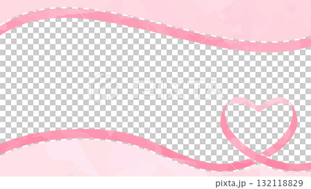 心形絲帶裝飾框，水彩風格顏色 132118829