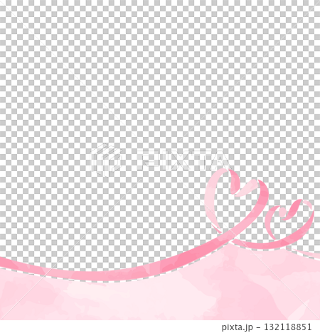 心形絲帶裝飾框，水彩風格，方形 132118851