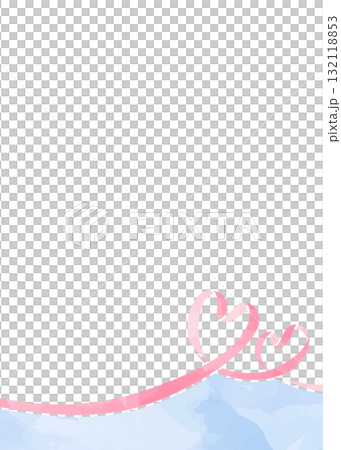 心形絲帶裝飾框，水彩風格，縱向 132118853