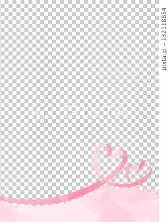 心形絲帶裝飾框,水彩風格,縱向 心形絲帶裝飾框,水彩風格,縱向 132118854