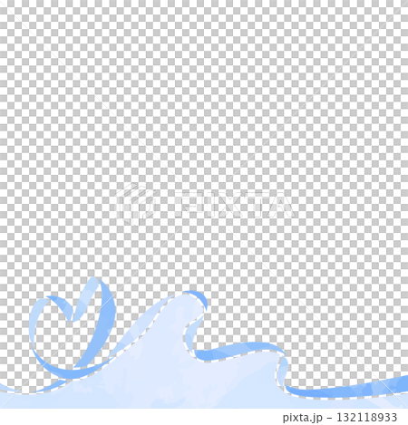 心形絲帶裝飾框，水彩風格，方形 132118933