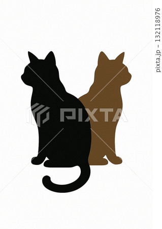 お座りをする猫のシルエット 132118976
