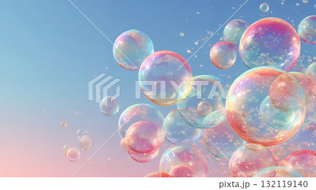 夕空に舞う透明なシャボン玉 132119140