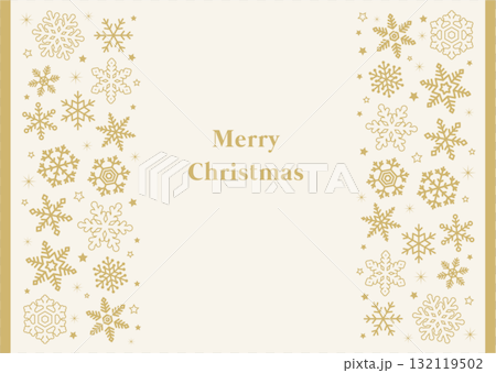 雪の結晶ポスター・背景・フレーム用（ゴールド） 132119502