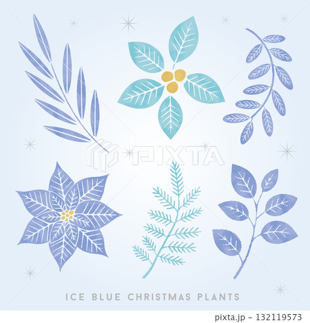 上品な花葉ミックスの水彩ボタニカル 132119573