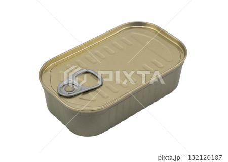 Aluminium can isolated on white background. Aluminium can background. Aluminium beverage cans. Drink  or food can. Metal containers for packaging food and drinks. 132120187