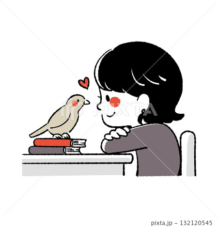 ペットのインコと飼い主 ペットのインコと飼い主 132120545