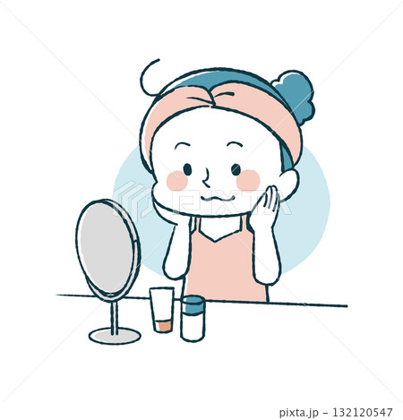 スキンケアをしている女性 132120547