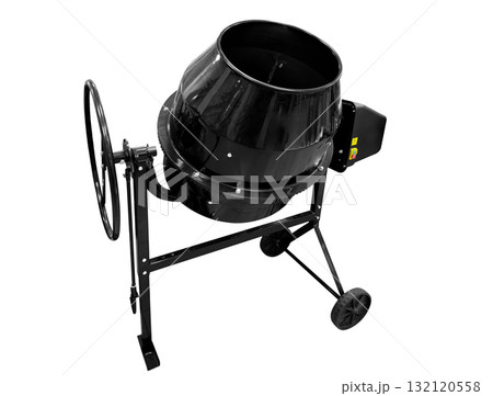 Concrete mixer isolated on white background. Electric concrete mixer. Concrete mixer isolated on white background. Electric concrete mixer. 132120558