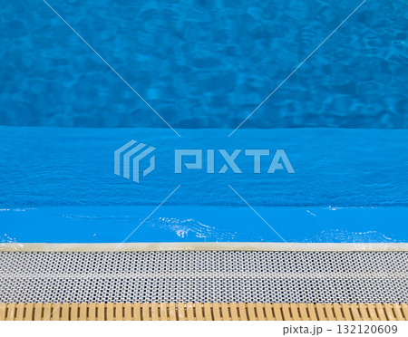 Ripple water in swimming pool with reflection. Background shot of pool water surface pattern. Ripple wave and clear turquoise water surface Ripple water in swimming pool with reflection. Background shot of pool water surface pattern. Ripple wave and clear turquoise water surface 132120609