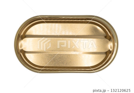 Empty opened aluminium can isolated on white background. Aluminium can background. Aluminium beverage cans. Drink  or food can. Metal containers for packaging 132120625