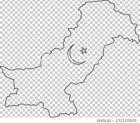 Pakistan map vector showing moon and star symbol of unity and pride Pakistan map vector showing moon and star symbol of unity and pride 132120820