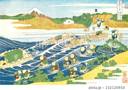 葛飾北斎 富嶽三十六景 #43 東海道金谷ノ不二 葛飾北斎 富嶽三十六景 #43 東海道金谷ノ不二 132120910