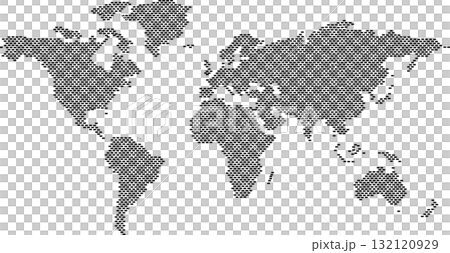 World map designed in brick texture style showing global unity through architectural symbolism 132120929