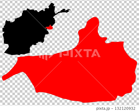 Vector map of Afghanistan highlighting Nangarhar province with clean borders showing national and regional geographic division 132120932