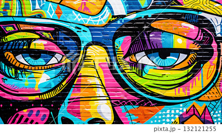 カラフルなグラフィティアートのクローズアップ 132121255
