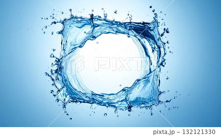 透明な水のしぶきが描く美しい円形デザイン 透明な水のしぶきが描く美しい円形デザイン 132121330