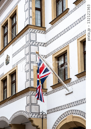 Special Flag of the Great Britain for King Charles III Coronation on the British Embassy in Bratislava, Slovakia 132121363