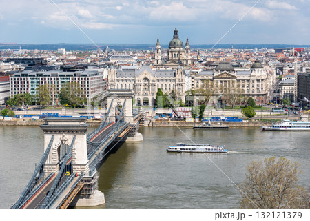Aerial cityscape view of Danube river and Budapest, capital city of Hungary 132121379