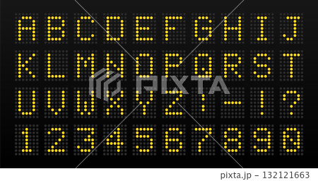 Dot matrix display alphabet letters and numbers set Dot matrix display alphabet letters and numbers set 132121663