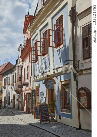 Old historic houses of Cesky Krumlov, popular tourist destination in south Bohemia region of Czech Republic 132121768