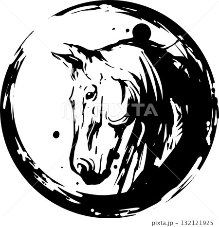 馬の墨絵イラスト 馬の墨絵イラスト 132121925