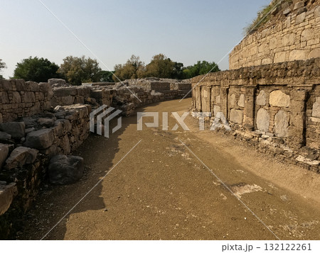 Dharmarajika stupa circular pathway built for buddhist devotees reflecting ritual circumambulation and gandhara heritage in taxila pakistan 132122261
