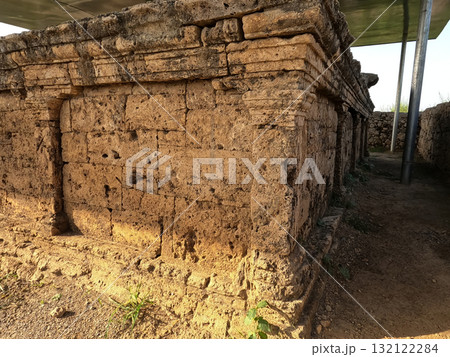 Close view of double headed eagle stupa with stone niches Close view of double headed eagle stupa with stone niches 132122284