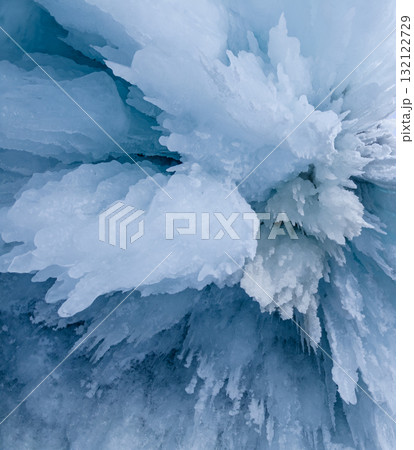 Captivating ice formations at Baikal Lake reveal nature's artistry during winter's embrace 132122729