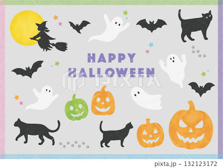 色彩鮮豔、受歡迎的萬聖節插畫素材集 132123172