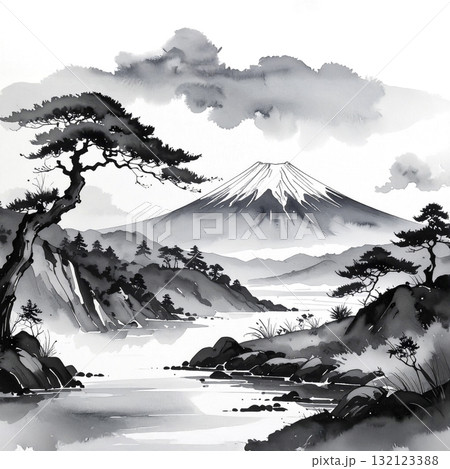 富士山　風景　AI生成画像　 132123388