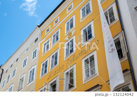 Birthplace of Wolfgang Amadeus Mozart museum (Mozarts Geburtshaus) owned by the Mozart Foundation in Salzburg, Austria 132124042
