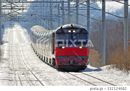 千歳線　島松ー北広島　JR貨物　DF200-4（五稜郭）＋JR東日本　E26系（尾久）　カシオペア 132124082