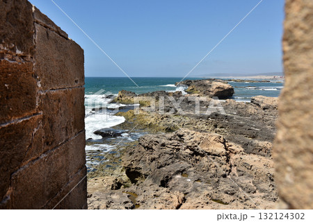 Essaouira fortification and rampart, Atlantic ocean coast, Morocco 132124302