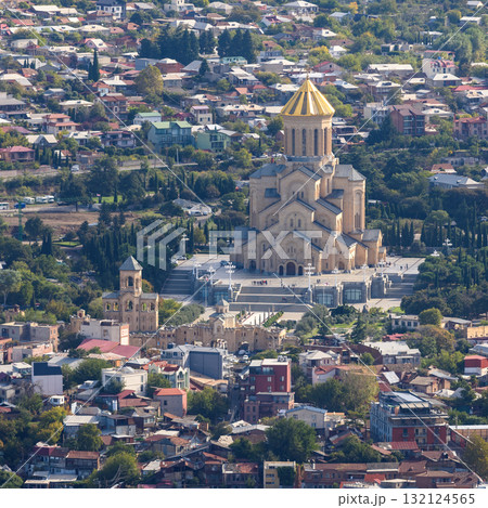Aerial view of the Holy Trinity Cathedral Sameba, main cathedral of the Georgian Orthodox Church located in Tbilisi, Georgia Aerial view of the Holy Trinity Cathedral Sameba, main cathedral of the Georgian Orthodox Church located in Tbilisi, Georgia 132124565