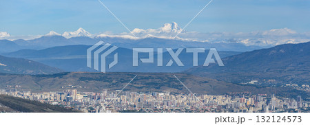 Panorama of the cityscape of Tbilisi, the capital of Georgia with snow-capped Caucasus mountains in the distance Panorama of the cityscape of Tbilisi, the capital of Georgia with snow-capped Caucasus mountains in the distance 132124573