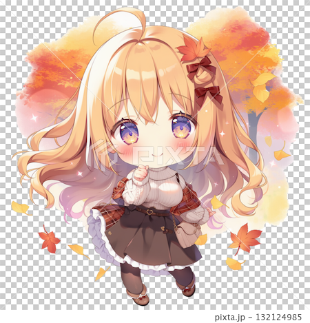 秋季樹葉和女孩 132124985