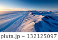 Long shadows on permafrost terrain during polar sunrise. Life in permafrost conditions, climate change problems on the planet. Global warming 132125097