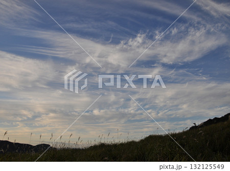 秋10月、奈良曽爾高原、空に広がる雲 132125549